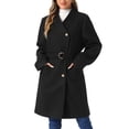 thumbnail image 1 of Abrigos de botón INSPIRE CHIC para mujeres con cuello alto, manga larga, cinturón, abrigo largo clásico de invierno negro L, 1 of 1