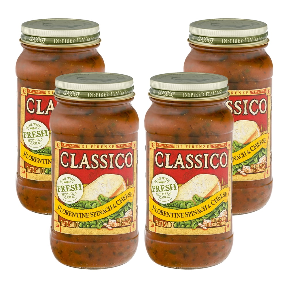 (4 Pack) Classico Florentine Spinach and Cheese Pasta Sauce, 24 oz Jar
