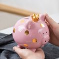 thumbnail image 3 of MKLZ Piggy Bank for Girls, Small Pink Ceramic Children Money Coin Saving Bank, 3 of 6