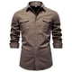 thumbnail image 1 of pstuiky Camisas para hombre de manga larga, Blusa informal de manga larga con botones y parches lisos para hombre top de hombre xl, 1 of 9