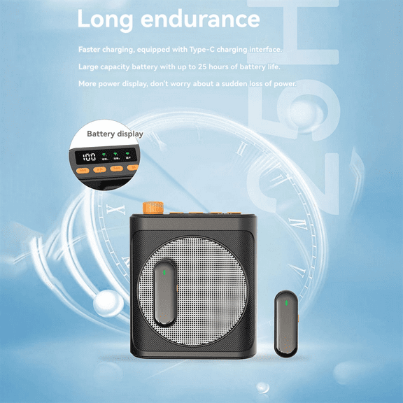 Wireless Lavalier Microphone Portable Voice Amplifier with 2 Mic, Rechargeable Speaker pwm25