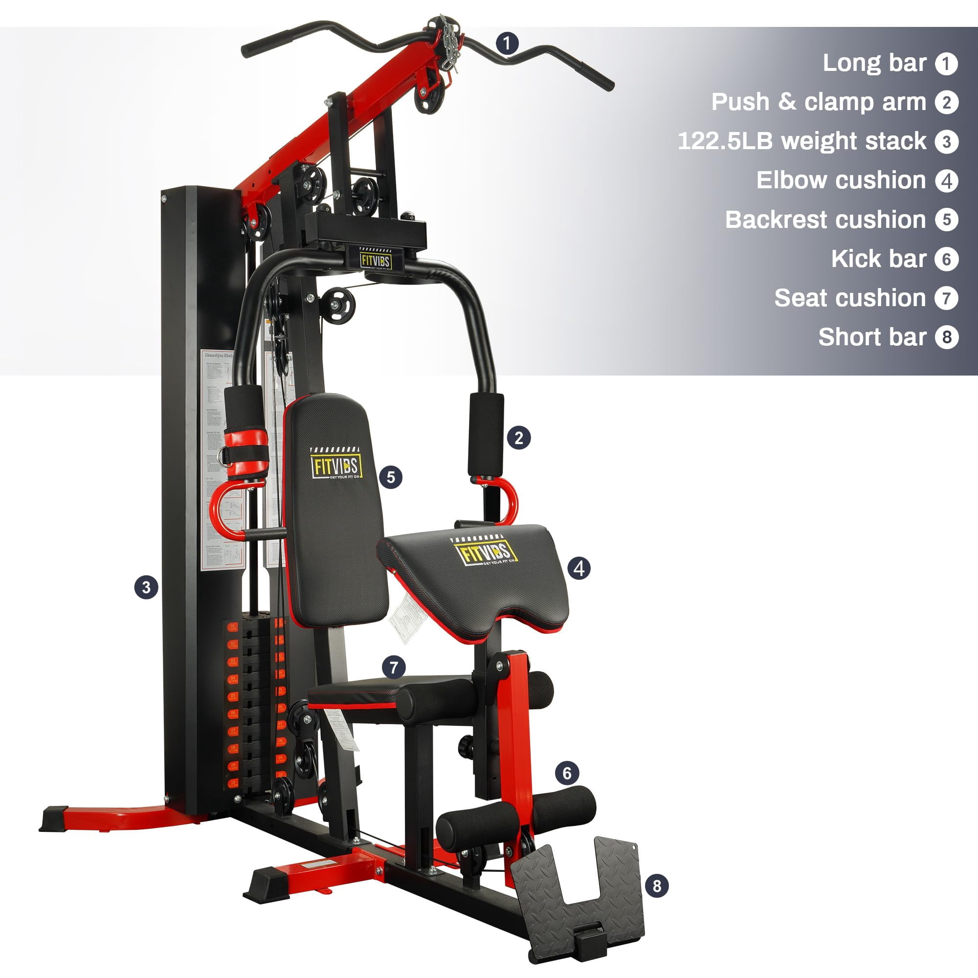 INTRTLOCKINGING TILES Home Gym Equipment, Full Body Workout Weight Machine with 122.5LB Stack, Cable Pulley System for Home Strength Training