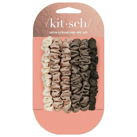 Kitsch Holiday Ultra Petite Satin Scrunchies 6pc Set - Eucalyptus