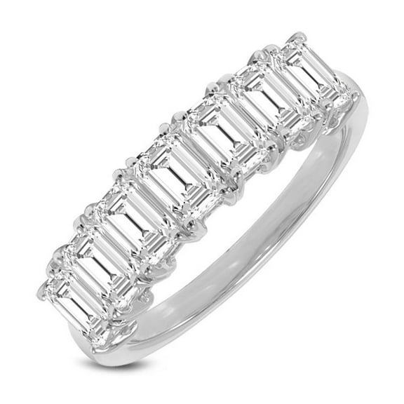 TimeLe$$ Classics 14K White Gold Round Lab Grown Diamond Ladies Seven Stone Wedding Anniversary Stackable Ring Band - 0.50 CTTW (Ring Size: 4.5)