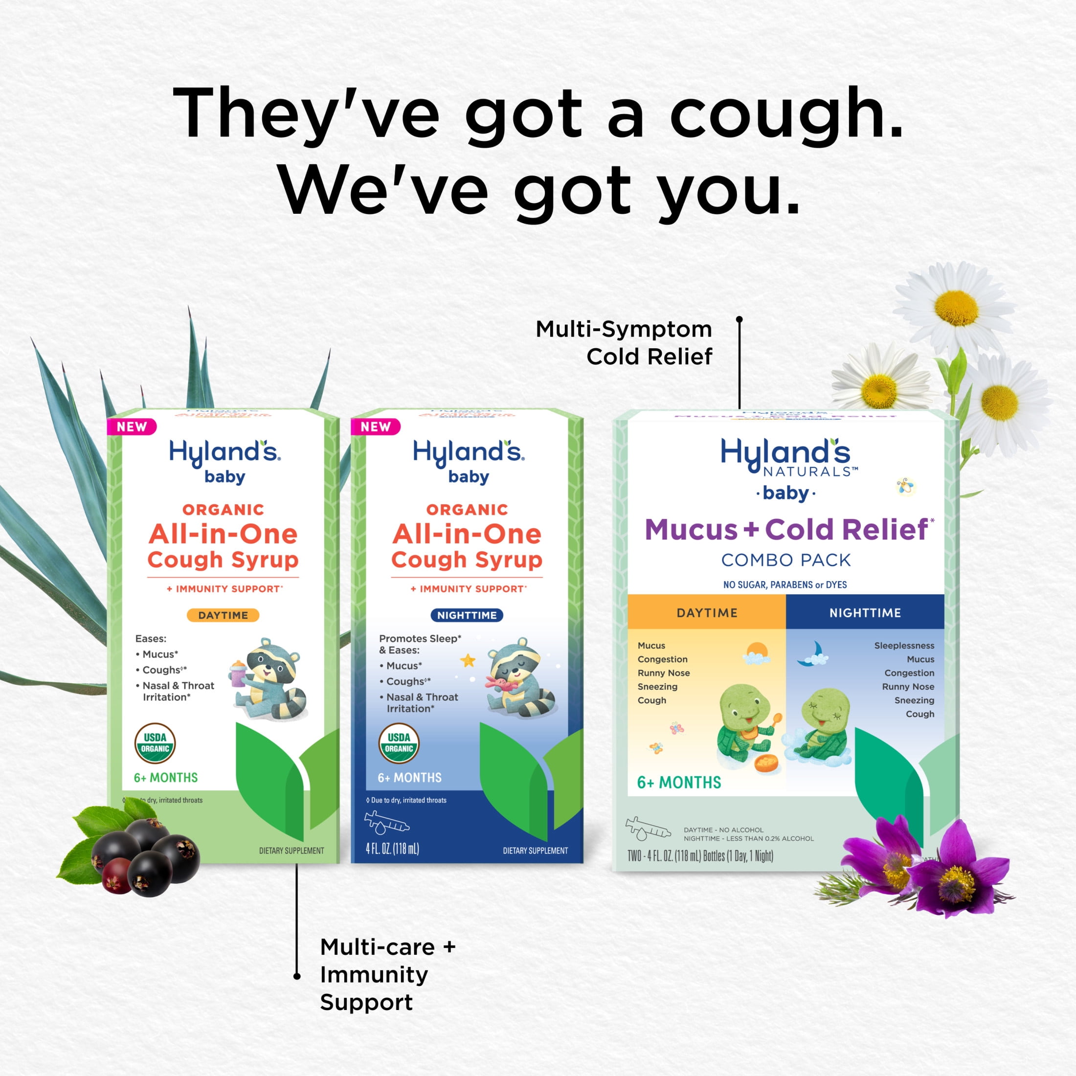 Hyland's Baby Organic All-In-One Cough Syrup with Immune Support, Daytime 4oz