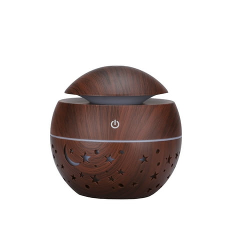 

YYNKM Home Appliances Safe and Quiet Star Sky Wood Grain Creative Hollow Star Moon Humidifier Colorful Translucent Mini Portable 130ML Aromatherapy Machine For Office Room Desk Indoor Use
