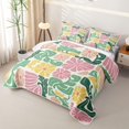 thumbnail image 3 of Homewish Bohemian Daisy Flower Quilt Full,Abstract Artwork Full Bedspread Sets,Pink Yellow,3 Pieces, 3 of 7