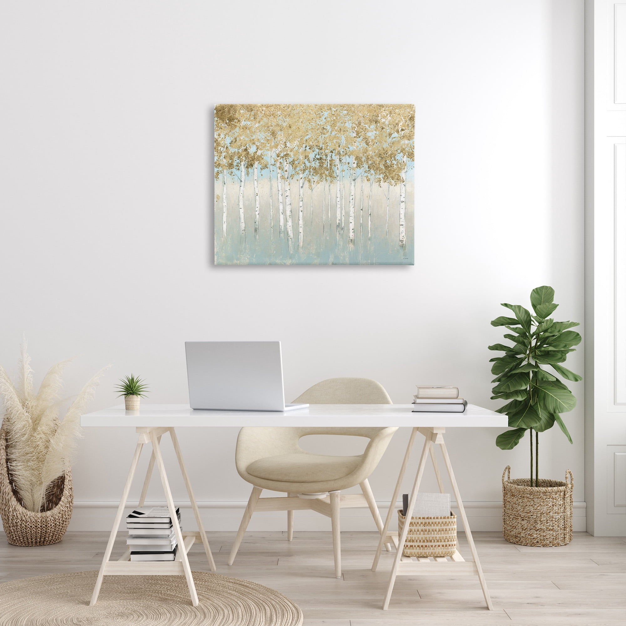 Abstract Gold Tree Landscape Canvas Art, 40 x 30, Design By Artist James Wiens