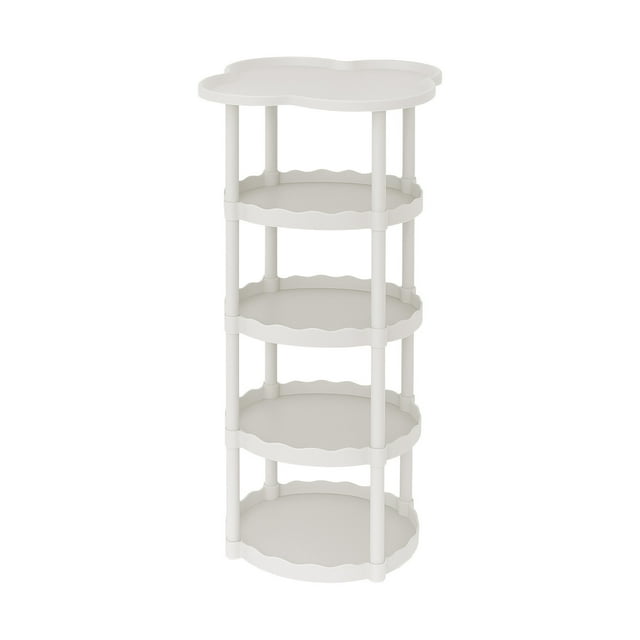 Mesa auxiliar de 5 niveles: unidad de almacenamiento alta con diseño de nube, construcción de plástico, fácil de montar, máximo espacio de almacenamiento para la sala de estar y el dormitorio.