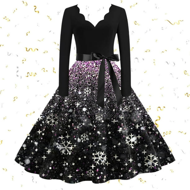 Vestidos Vestido Para Mujer Moda Manga Larga Cuello En V Fiesta de Noche de Navidad Fiesta de Graduación Vestido de Playa