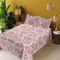 thumbnail image 2 of Ambesonne Floral Fitted & Flat Sheet with Shams 4 Pcs Set, Flourishing Peony Flowers, Queen, Pastel Pink and Pale Green, 2 of 5
