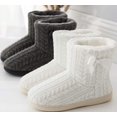 thumbnail image 7 of Slippers Women Plush Lined Warm Slippers Solid Sole, Winter Warm Fuzzy House Knit Bootie, 7 of 7
