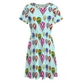 thumbnail image 4 of Hot Air Balloons Dress Fashion Beach Short Sleeve Dresses Female Party Printed Sundress, 4 of 7