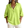 thumbnail image 4 of NTACZA Cotton Women Tops Business Casual Button Down Shirt Long Sleeve Collared Loose Woman Shirts XL, 4 of 6