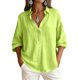 thumbnail image 2 of TaTaai Womens Linen Long Sleeve Button Down Cardigan Solid Color Loose Fit Collared Casual Open Front Blouse Gift, 2 of 6