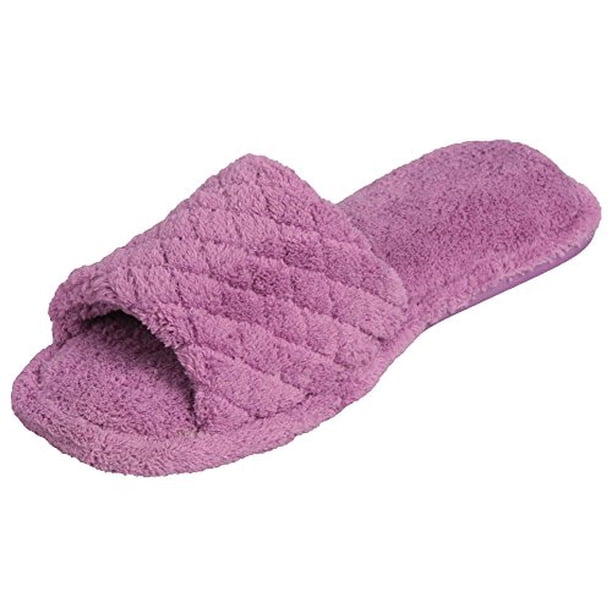 open toe quilted sliders