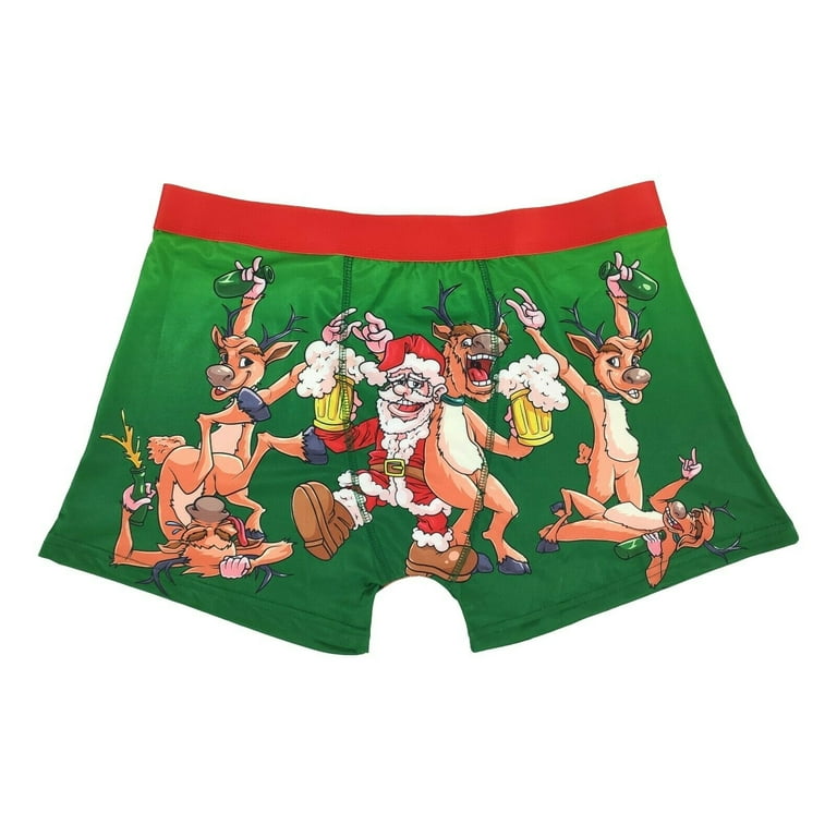 Christmas Underwear for Men Santa Claus Reindeer Fun Novelty Gift Boxer  Briefs