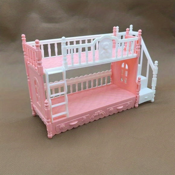 1  12 Doll Furniture  Dollhouse Accessories  Princess Bed For Girls  Toys  Mini Simulative Small Scene DIY Gifts  Delightful Bunk Bed & Double Princess Bed For Kids