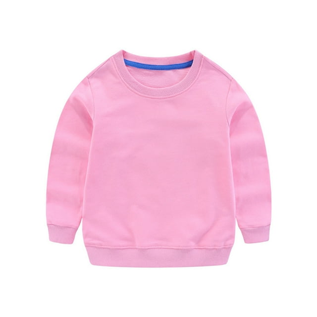 Hiiyo Little Girls Cotton Sweatshirt Solid Color Casual Active Sweatshirts, Sizes 6-8Y