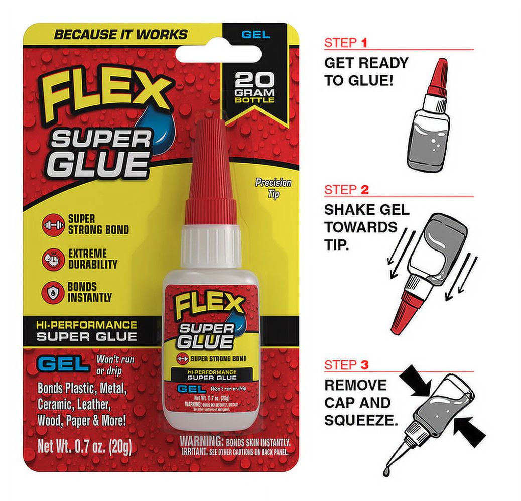 Flex Super Glue Gel Strong Precision Tip Glue for Smooth Bonds on Vertical and Uneven Surfaces, 20 Grams - image 4 of 7