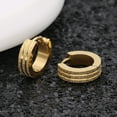 thumbnail image 3 of Opolski Fashion Unisex Stainless Steel Frosted Flat Circle Huggie Earrings Party Jewelry, 3 of 7