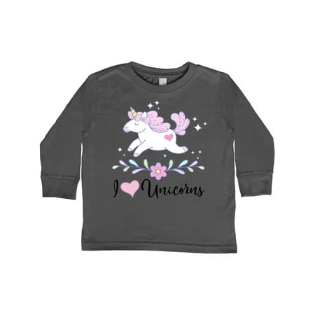 

Inktastic I Love Unicorns Cute Girls Gift Toddler Toddler Girl Long Sleeve T-Shirt