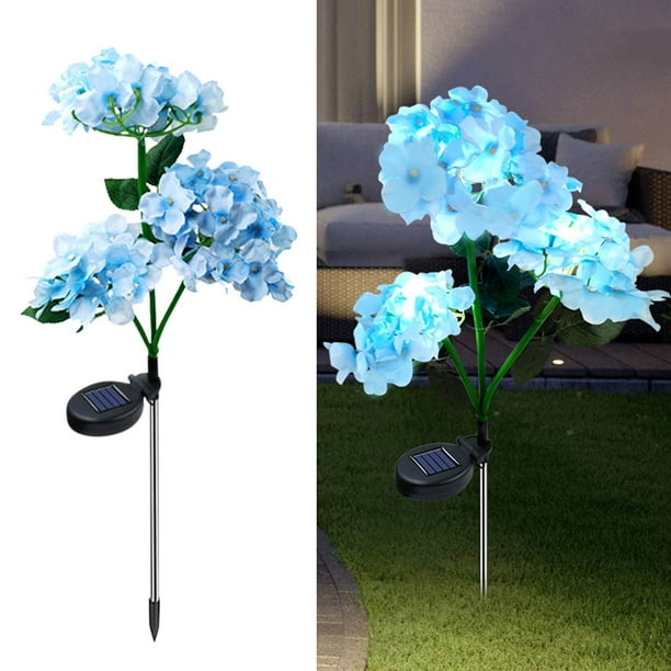 Lámpara solar de hortensias con luces Lisbinx - Lámpara de estaca con pétalos artificiales de 7 cabezas