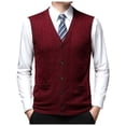 thumbnail image 1 of Men's Knit Sleeveless Vest for Casual Layering – Solid Color Cardigan-Style Vest for Everyday Wear, 1 of 7