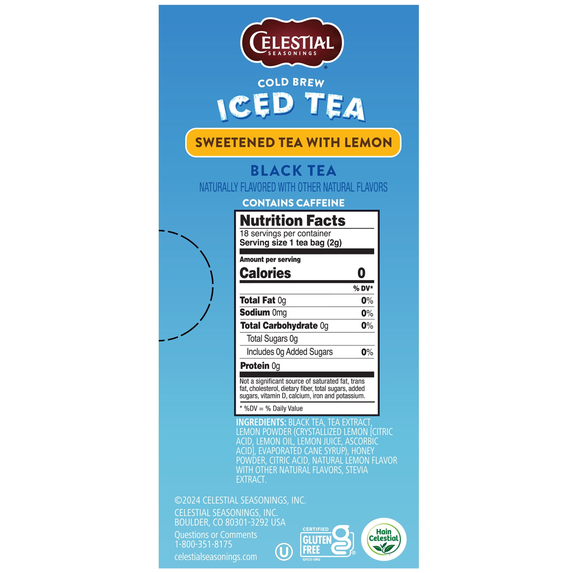 (2 pack) Celestial Seasonings Cold Brew Sweetened with Lemon Black Iced Tea, 18 Ct Tea Bags
