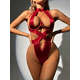 thumbnail image 4 of Lencería sexy europea y americana con tirantes para mujer, escote en V, sin espalda, tentación, pecho fruncido, moldeadora de cuerpo, ropa de una pieza, 4 of 5
