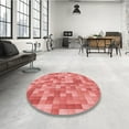 thumbnail image 4 of Ahgly Company Machine Washable Indoor Round Transitional Fire Engine Red Area Rugs, 4' Round, 4 of 7