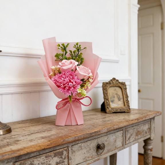 Cififendec Mother's Day Simulation Carnation Bouquet Gift for Mom and Wife Warm-Heart Gift for Mother Mother's Day Premium Choice(Pink)