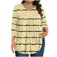 thumbnail image 2 of Oversized T-Shirts Sevevn Women's Plus Size Striped T-Shirt Three Quarter Sleeves Round Neck Top, 2 of 6