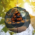 thumbnail image 2 of Whimsical 3D Metal Hanging Wind Spinner - Black Witch Hat with Orange & Black Patterns - Magical Garden Decor for Yard, 2 of 6