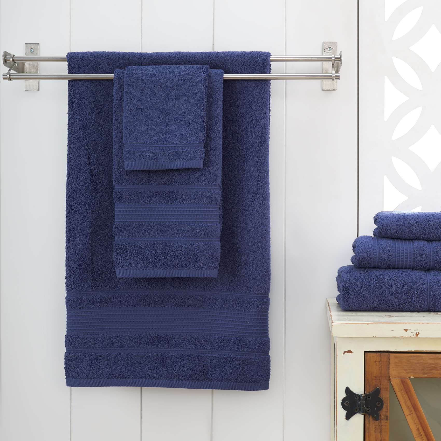 Qute Home Spa & Hotel Towels 8 Piece Towel Set, 2 Bath Towels, 2 Hand Towels, and 4 Washcloths - Navy Blue - image 3 of 3