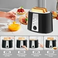 thumbnail image 6 of Toaster 2 Slice, Extra Wide Slot,with Cancel, Defrost, Reheat Function, 6 Shade Settings, for Waffle or Bagel, Removable Crumb Tray, 750W,Classic Black, 6 of 7
