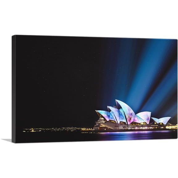 ARTCANVAS Sydney Opera House Spotlights Australia Canvas Art Print - Size: 26" x 18" (1.50" Deep)