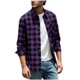 thumbnail image 2 of Men's Flannel Casual Plaid Shirts Long Sleeve Button up Lightweight Blouse Fall Comfy Work Jacket with Pockets New Fall Jackets for Men Windproof Purple XXL, 2 of 8