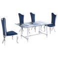 thumbnail image 1 of 5pc. 68" x 40" Glass Dinette Set with 4 Chairs and Silver Stainless Steel, 1 of 4
