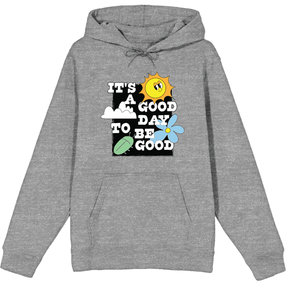 Positive Vibes It's Good To Be Good Heather Gray Adult Long Sleeve Hoodie-Medium