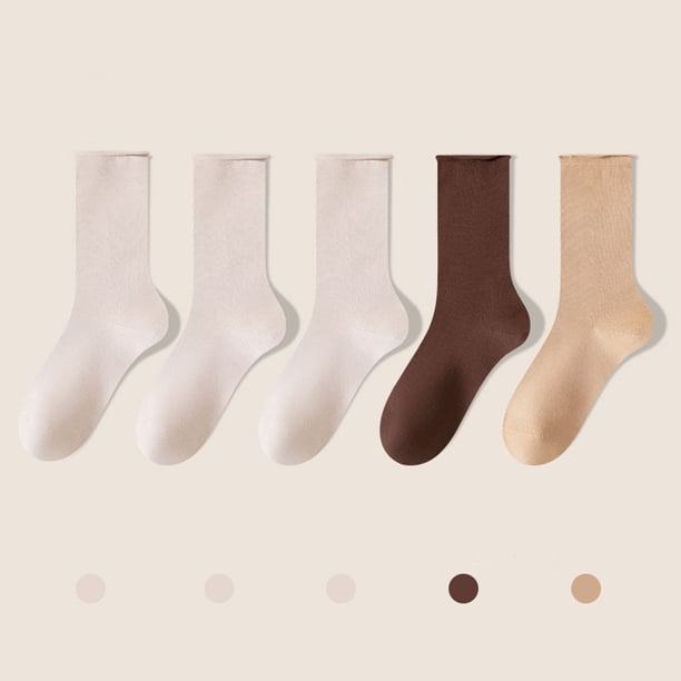 Calcetines de mujer hasta media pantorrilla de color liso, cómodos, cálidos, transpirables, multicolores, de algodón