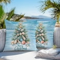thumbnail image 5 of Waterproof Throw Pillow Covers Set of 2, 26x26 Inch Blue Coastal Christmas Decorative Pillowcases Outdoor Pillow Slip Cushion Covers Set for Couch Tent Nautical Summer Beach Shell Conch, 5 of 7