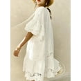 thumbnail image 3 of Women's Eyelet Embroidered Tassel Tie Neck Dress with Ruffled Hem Cotton % Fabric for Everyday Casual Summer Wear, 3 of 7