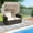 Beige, variant on Costway Outdoor Patio Rattan Daybed with Retractable Canopy & Adjustable Backrests Beige