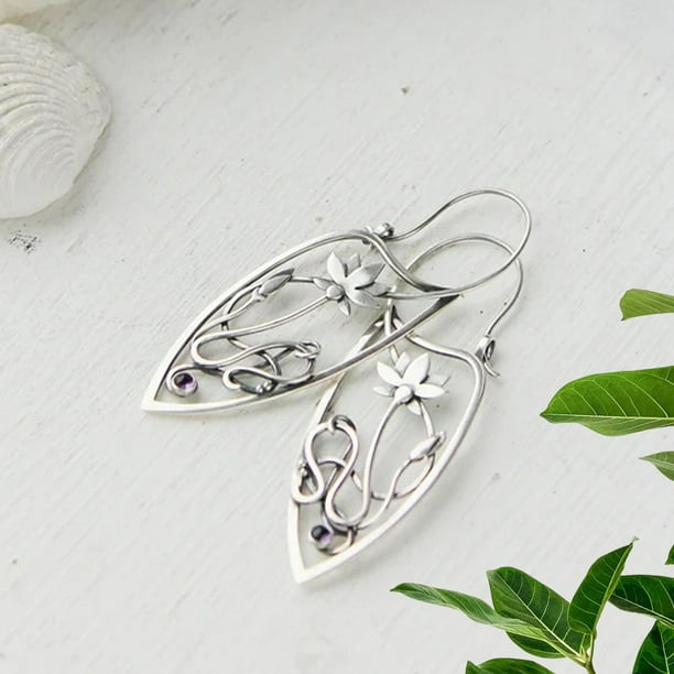Pendientes retro Pendientes colgantes de gota delicada para mujeres niñas Día de San Valentín Púrpura Salvador Aretes