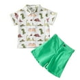 thumbnail image 2 of ATOGUTA Size 1-5 Years Toddler Boys Outfits Kids Short Sleeve Top T-Shirt & Shorts Dinosaur Clothing Sets Green, 2 of 5