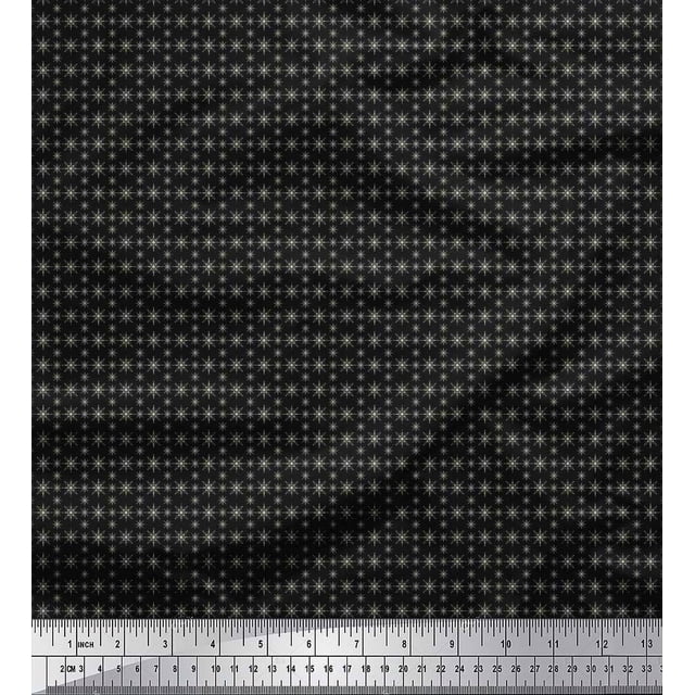 Soimoi Black Poly Georgette Fabric Geometrical Star Geometric Fabric Prints By Yard 52 Inch Wide