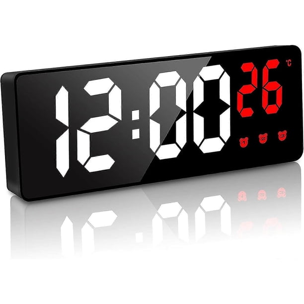 Digital Alarm Clock, 6.7" LED Digital Alarm Clock with Temperature/Tick-Free/for Adults and Kids