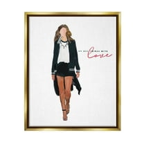 Stupell Industries All Things With Love Inspiring Glam Fashion Woman Graphic Art Metallic Gold Floating Framed Canvas Print Wall Art, Design by Amelia Noyes