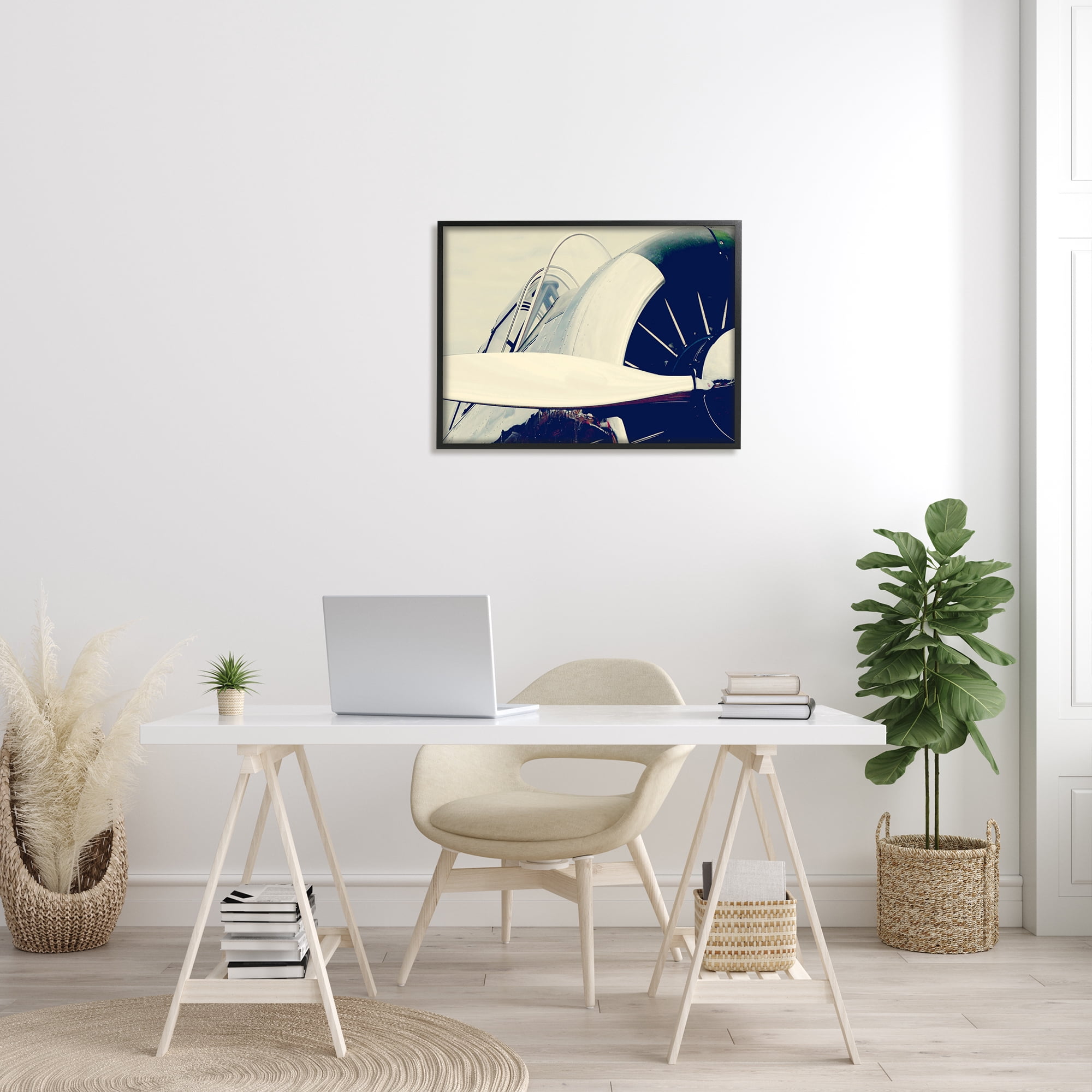 Stupell Industries Plane Propeller Close Up Modern Industrial Transportation Photography Black Framed Art Print Wall Art, 24 x 30